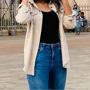 Corduroy tan button down shirt